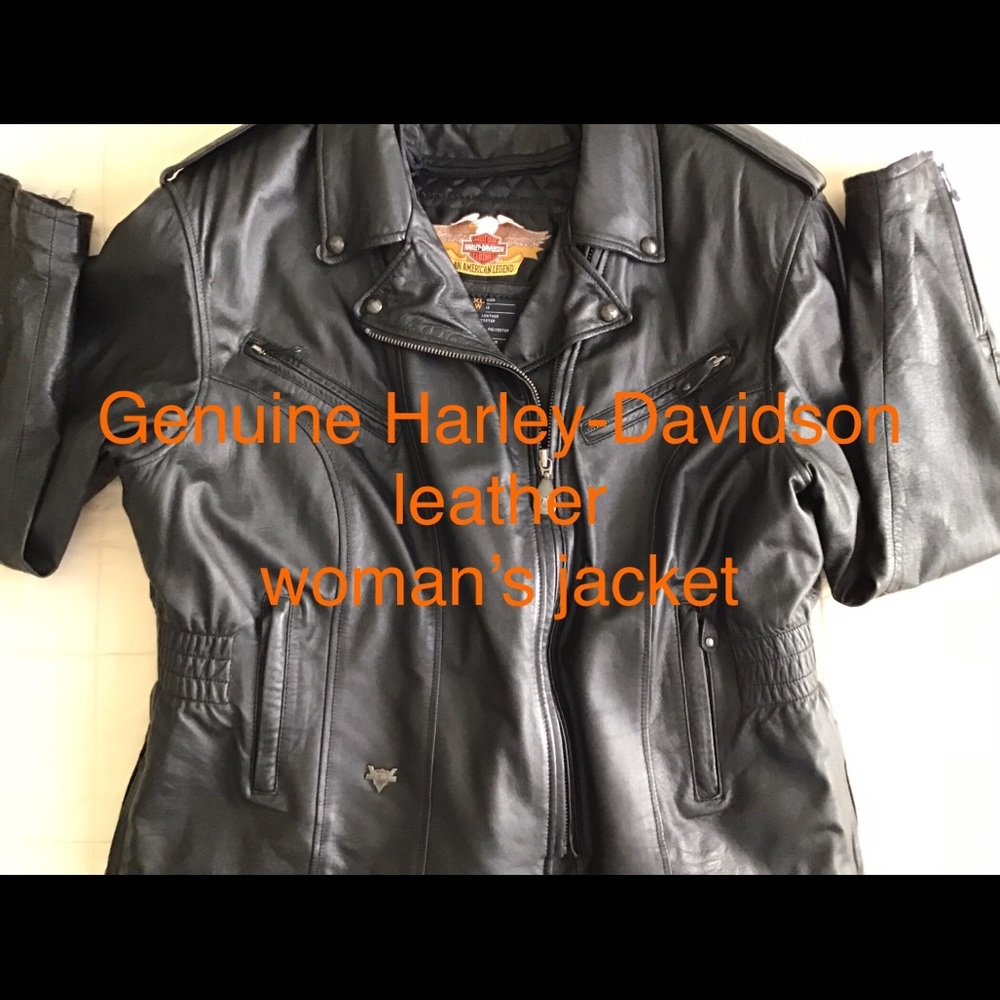 Harley-Davidson black leather jacket w quilted zipout liner